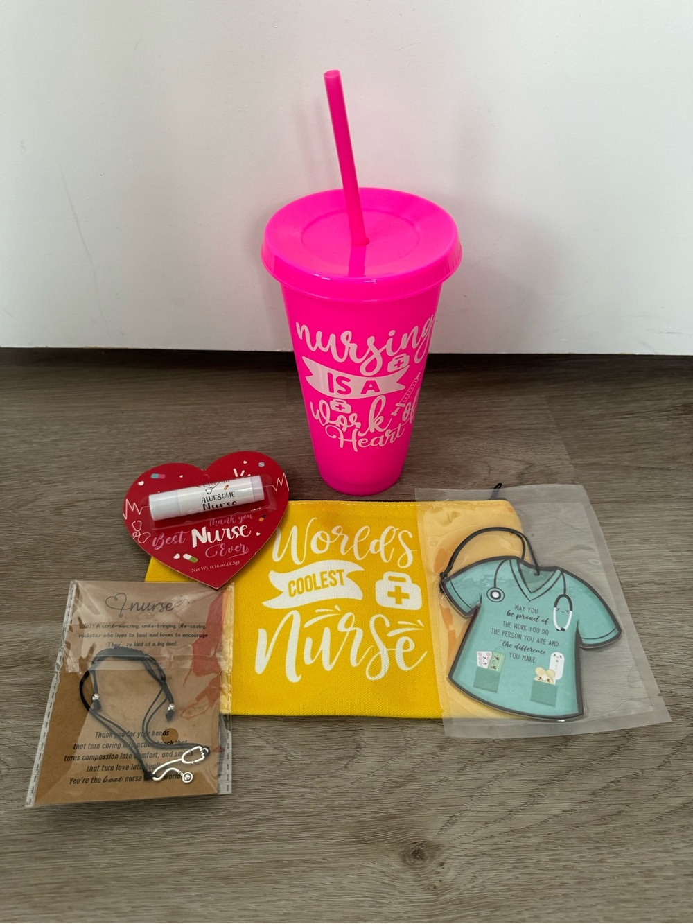 Nurse Appreciation Hot Pink Tumbler with Straw Bundle